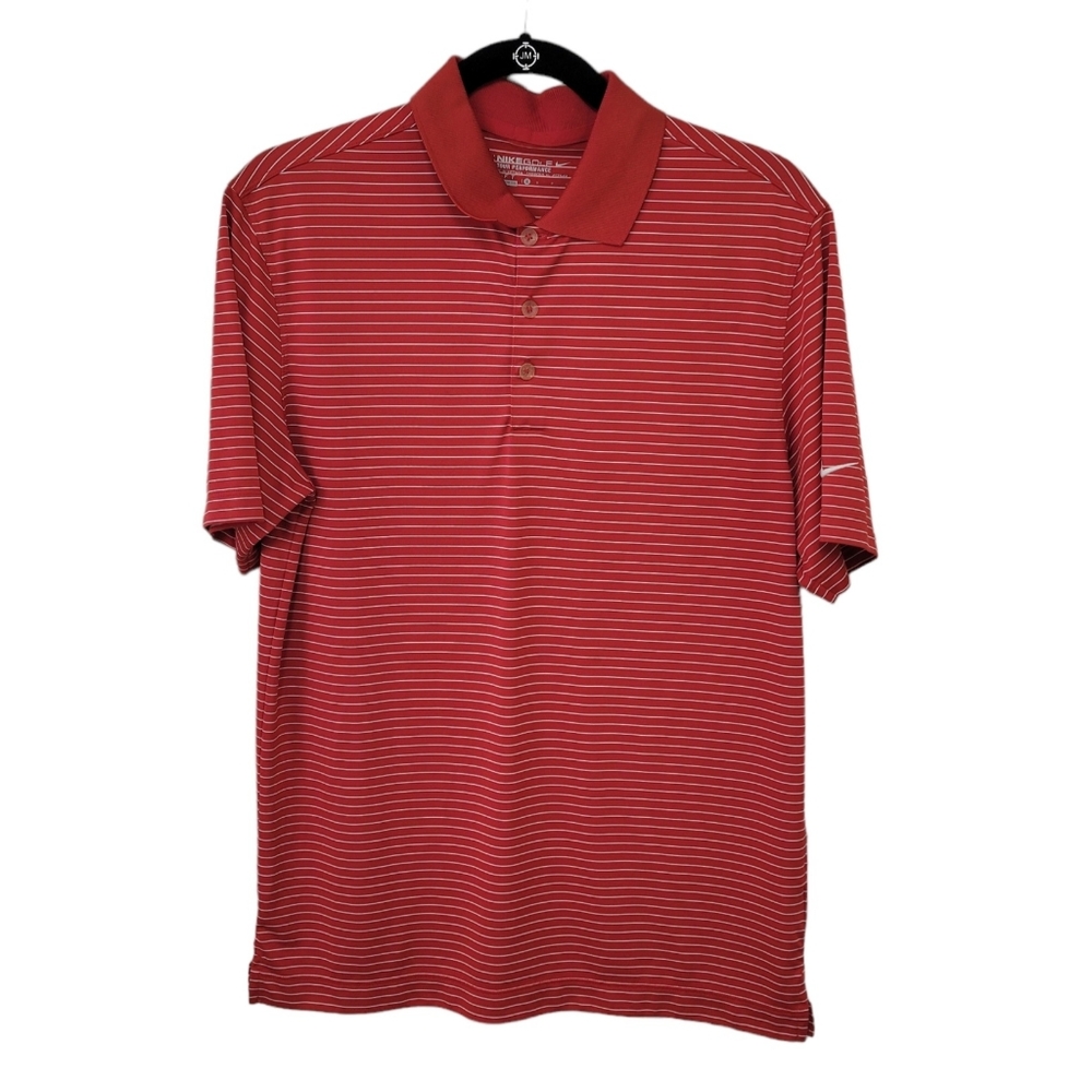 Nike golf men's short sleeve polo shirt size Small red with stripes